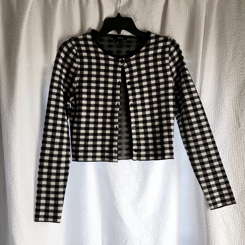 Juniors Gingham Sweater